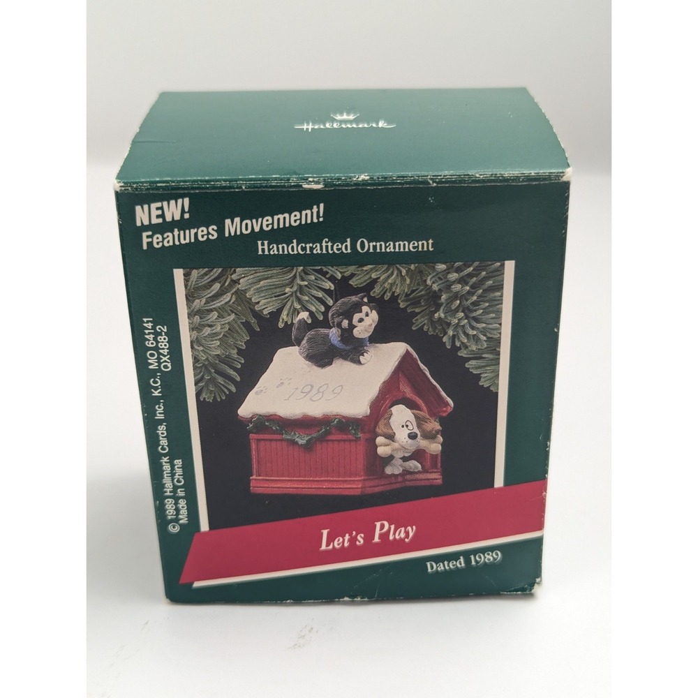 Hallmark Let's Play Dog‎ Keepsake Ornament with Movement 1989 QX4882